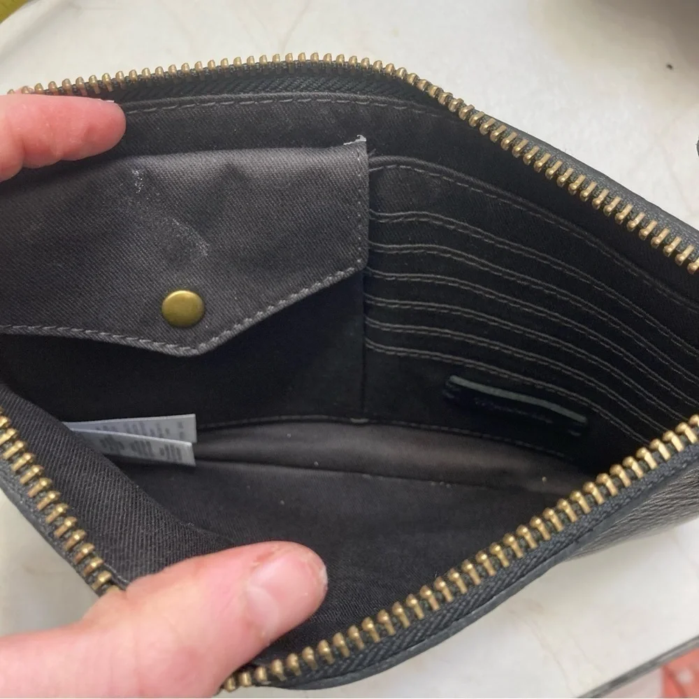 Madewell black leather clutch bag